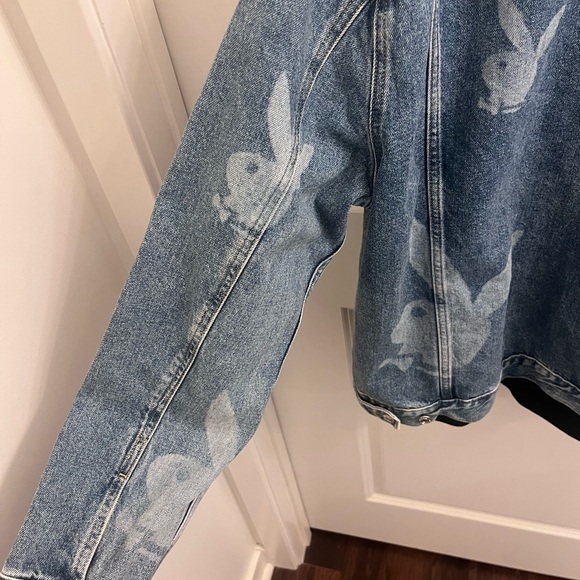 Pre-owned Playboy Bunny Logo Demin Blue Jacket & A XL Rolling Stone T-Shirt - Picture 12 of 16